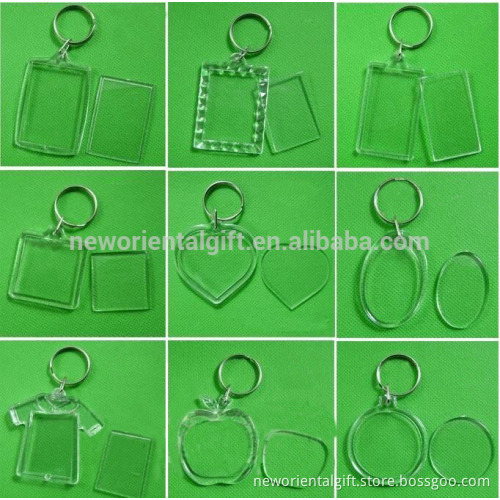 Blank Acrylic keychain , picture insert plastic photo frame key chain